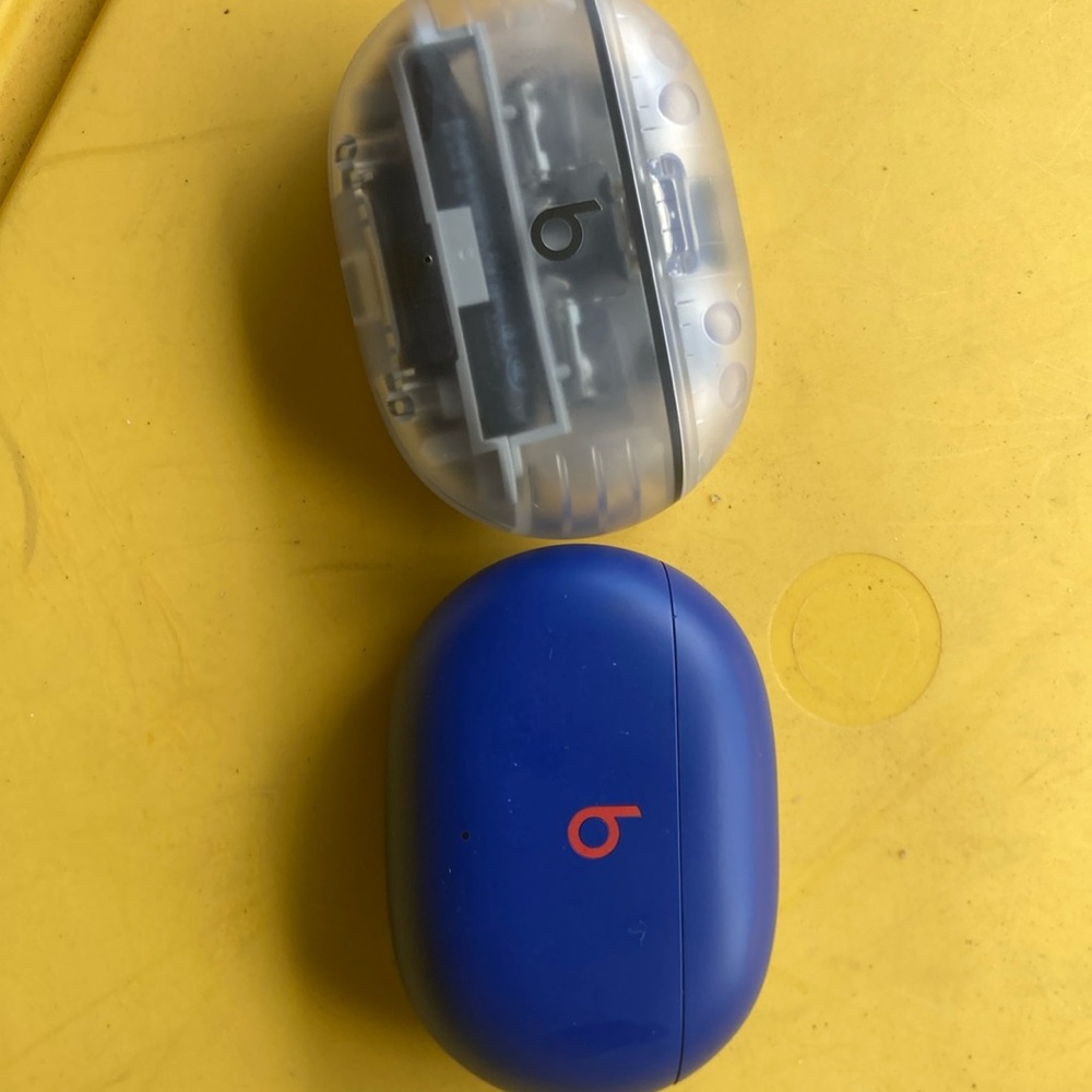 Beats Blue and Clear Earbud Cases